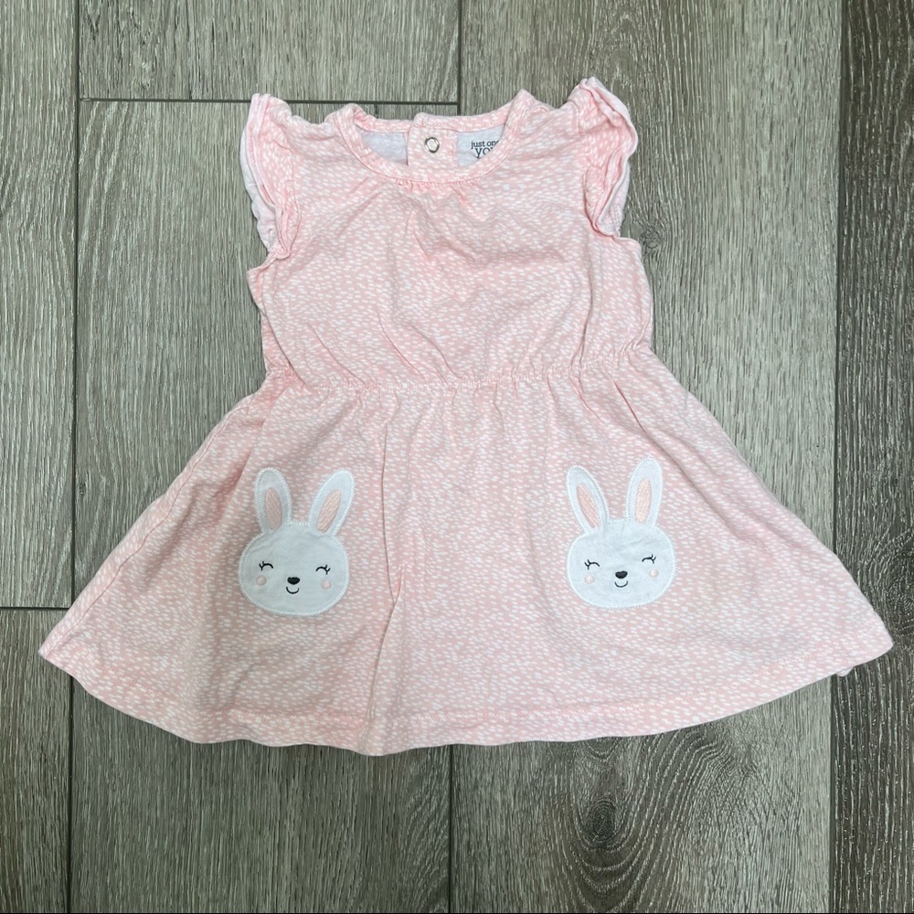 CARTERS EASTER SHORT SLEEVE BUNNY DRESS PINK 12MO